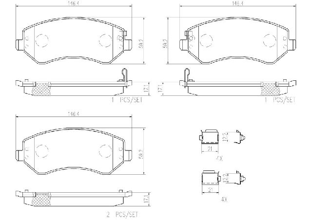 2001-2007 Dodge Caravan Disc Brake Pad Set - Front (Brembo)