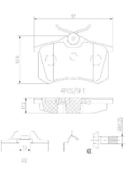 1998-2001 Audi A6 Disc Brake Pad Set - Rear (Brembo)
