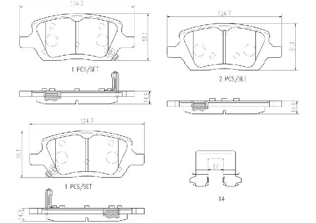 2005-2007 Saturn Relay Disc Brake Pad Set - Rear (Brembo)