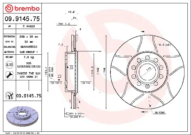 2009-2024 Audi A3 Disc Brake Rotor - Front (Brembo)