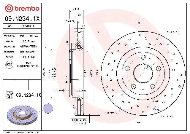2011-2020 Dodge Durango Disc Brake Rotor - Front (Brembo)