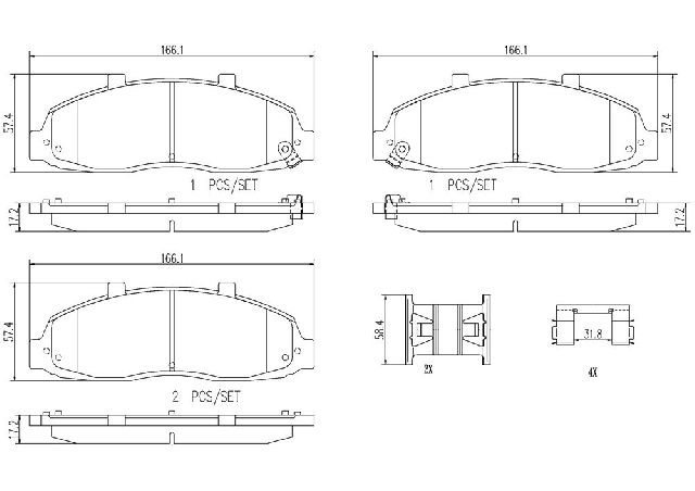 1997-1999 Ford F-150 Disc Brake Pad Set - Front (Brembo)