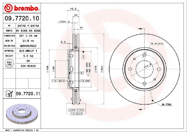 2000-2004 Volvo S40 Disc Brake Rotor - Front (Brembo)