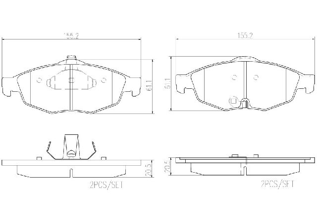 2001-2006 Dodge Stratus Disc Brake Pad Set - Front (Brembo)