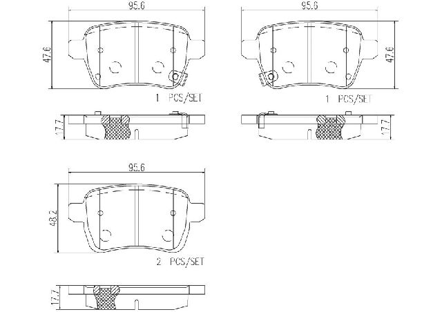 2014-2020 Fiat 500L Disc Brake Pad Set - Rear (Brembo)