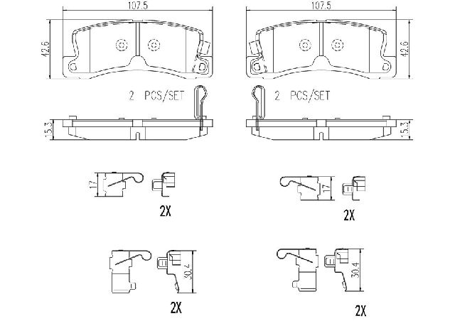 1992-1999 Lexus ES300 Disc Brake Pad Set - Rear (Brembo)