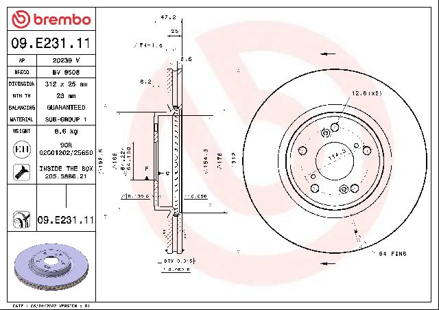 2022-2024 Honda Civic Disc Brake Rotor - Front (Brembo)