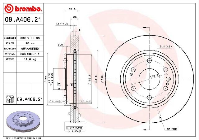 2015-2020 GMC Yukon XL Disc Brake Rotor - Front (Brembo)