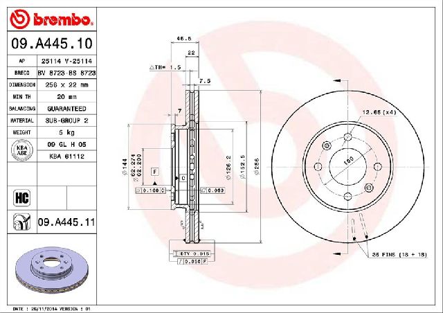 2005-2012 Kia Rio Disc Brake Rotor - Front (Brembo)