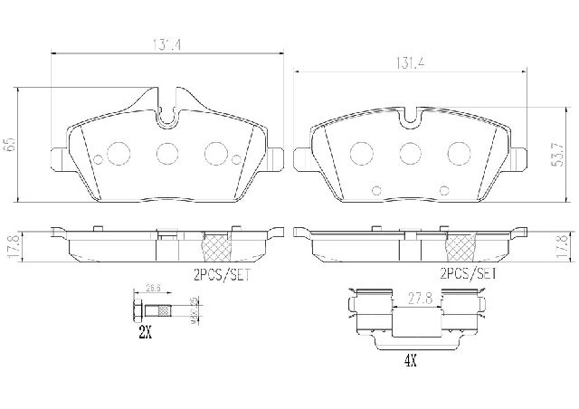 2007-2023 Mini Cooper Disc Brake Pad Set - Front (Brembo)