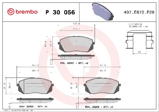 2016-2020 Kia Optima Disc Brake Pad Set - Front (Brembo)