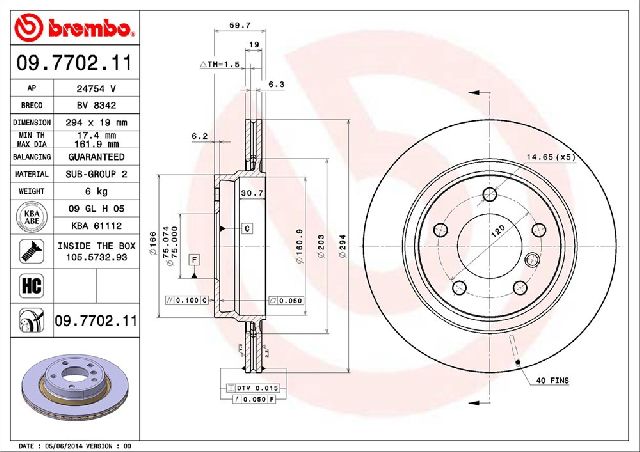 1999-2000 BMW 323i Disc Brake Rotor - Rear (Brembo)