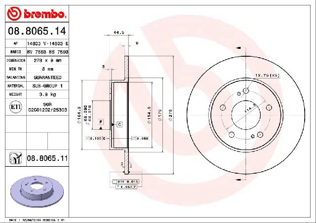 2002-2004 INFINITI I35 Disc Brake Rotor - Rear (Brembo)