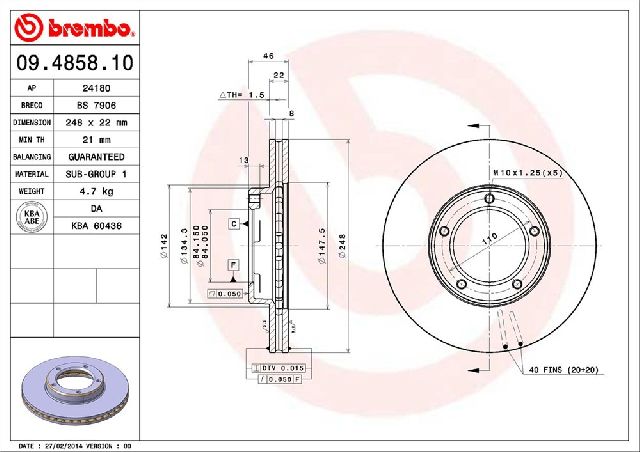 1984-1995 Toyota Pickup Disc Brake Rotor - Front (Brembo)