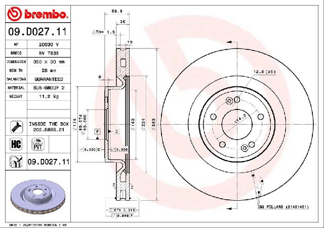 2019-2022 Genesis G70 Disc Brake Rotor - Front (Brembo)