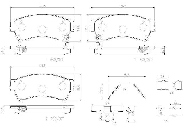 2006-2013 Mazda 6 Disc Brake Pad Set - Front (Brembo)