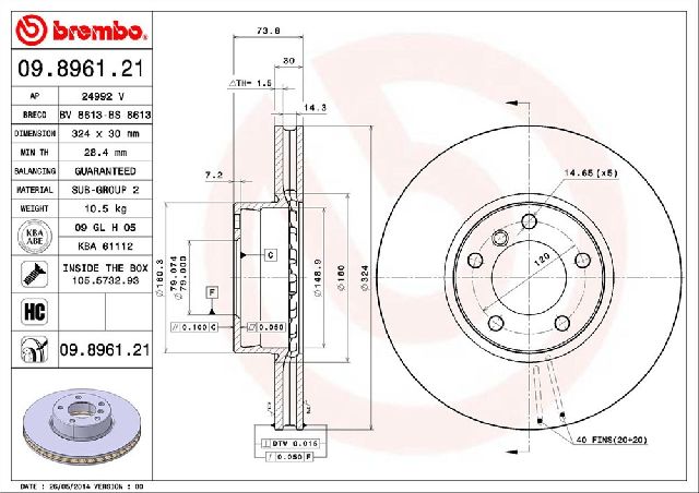 2001-2003 BMW 530i Disc Brake Rotor - Front (Brembo)