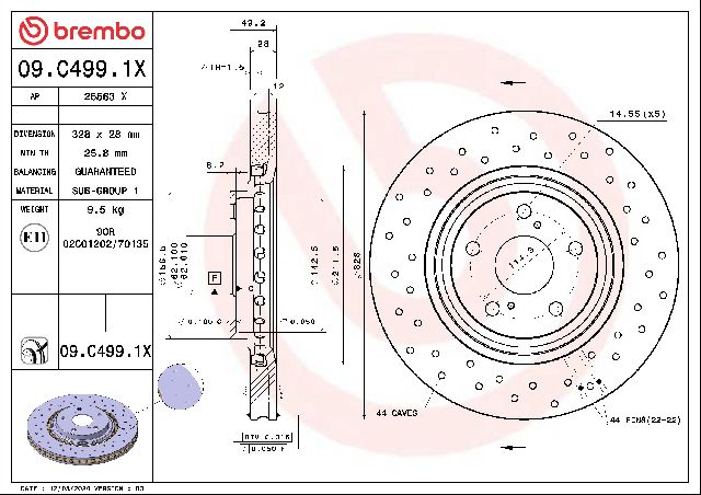 2010-2015 Lexus RX450h Disc Brake Rotor - Front (Brembo)