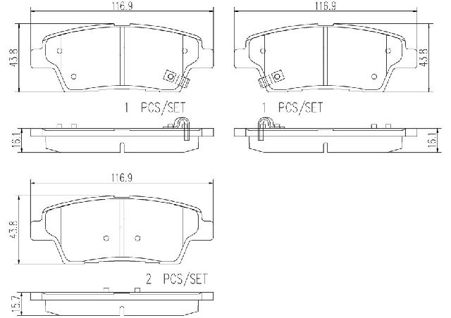 2017 Genesis G80 Disc Brake Pad Set - Rear (Brembo)