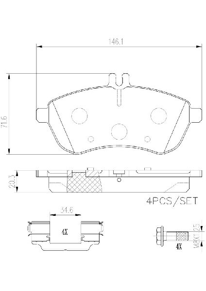 2008-2012 Mercedes-Benz C300 Disc Brake Pad Set - Front (Brembo)