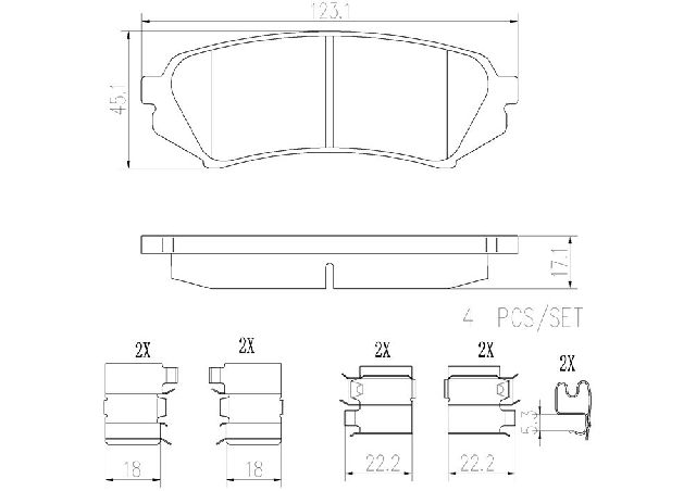 2000-2007 Toyota Land Cruiser Disc Brake Pad Set - Rear (Brembo)