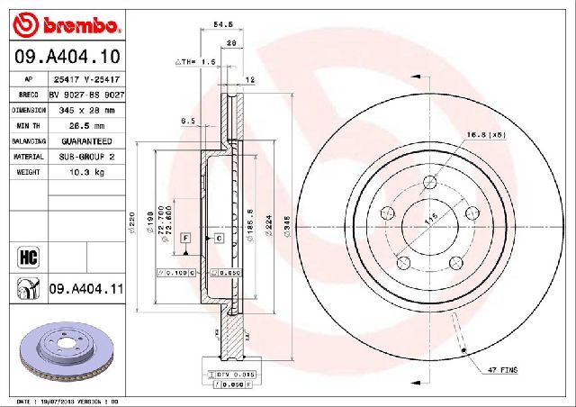 2005-2023 Chrysler 300 Disc Brake Rotor - Front (Brembo)