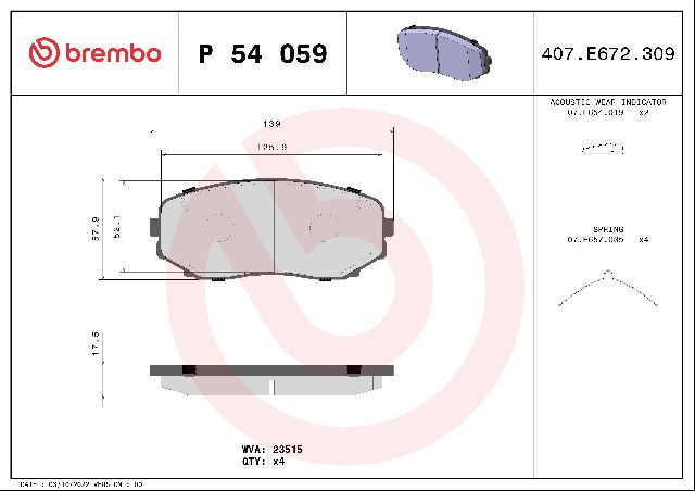 2007-2012 Mazda CX-7 Disc Brake Pad Set - Front (Brembo)