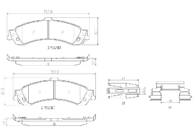 2002-2006 Chevrolet Avalanche 1500 Disc Brake Pad Set - Rear (Brembo)