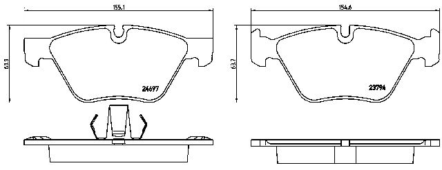 2011-2016 BMW 528i Disc Brake Pad Set - Front (Brembo)