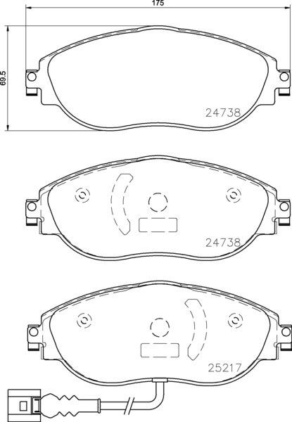 2013-2016 Volkswagen CC Disc Brake Pad Set - Front (Brembo)