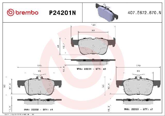 2019-2023 Lincoln Nautilus Disc Brake Pad Set - Rear (Brembo)