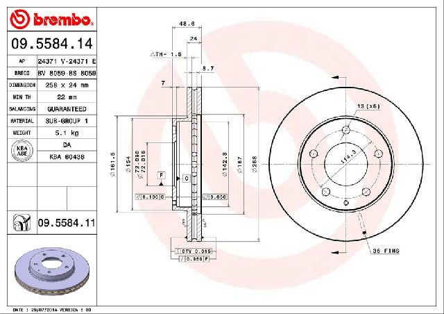 2001-2003 Mazda Protege Disc Brake Rotor - Front (Brembo)