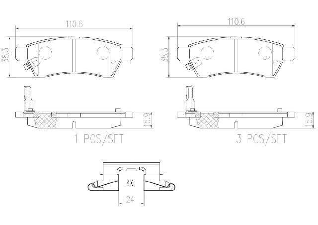 2009-2012 Suzuki Equator Disc Brake Pad Set - Rear (Brembo)