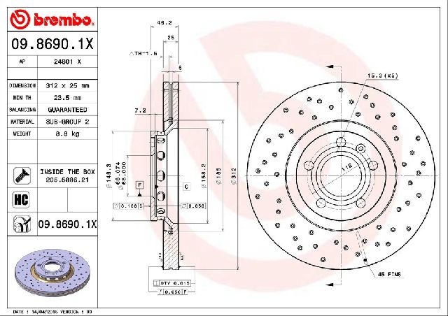 2002-2006 Audi A4 Disc Brake Rotor - Front (Brembo)