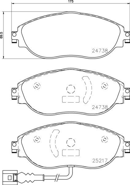 2015-2021 Volkswagen GTI Disc Brake Pad Set - Front (Brembo)