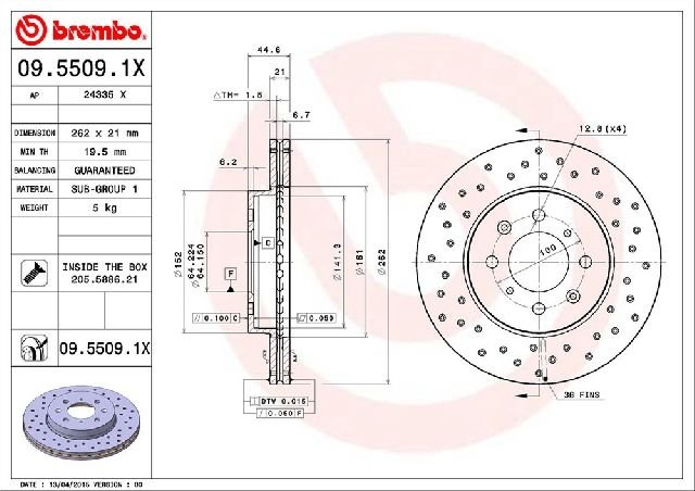 1990-2005 Honda Civic Disc Brake Rotor - Front (Brembo)