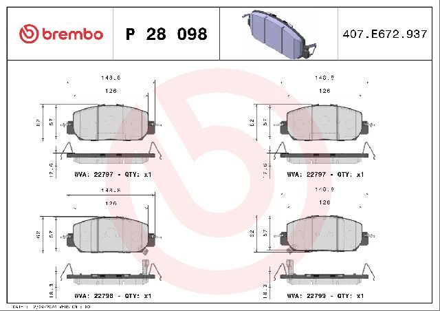 2023-2024 Honda HR-V Disc Brake Pad Set - Front (Brembo)