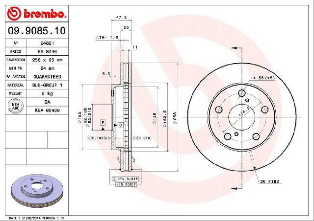 1991-1995 Toyota MR2 Disc Brake Rotor - Front (Brembo)
