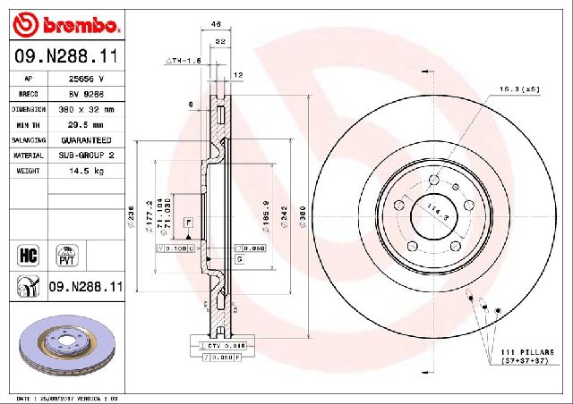 2013-2014 Ford Mustang Disc Brake Rotor - Front (Brembo)