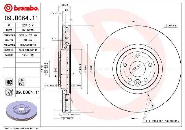 2017-2020 Jaguar XE Disc Brake Rotor - Front (Brembo)
