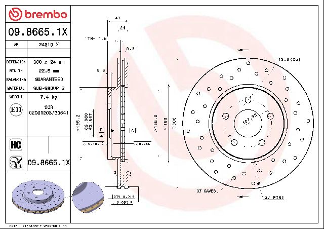 2002-2008 Jaguar X-Type Disc Brake Rotor - Front (Brembo)