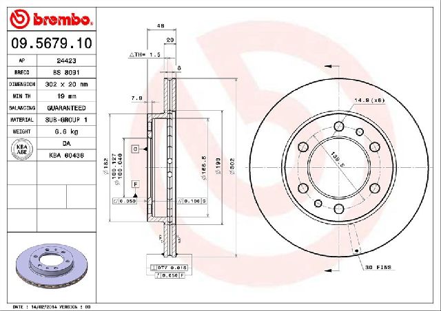 1984-1990 Toyota Land Cruiser Disc Brake Rotor - Front (Brembo)