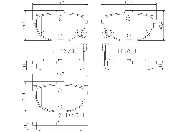 1994-2006 Hyundai Elantra Disc Brake Pad Set - Rear (Brembo)