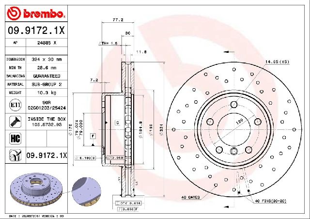 2008-2010 BMW 528i Disc Brake Rotor - Front (Brembo)