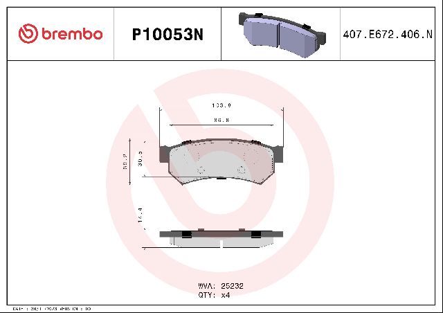 2007-2008 Suzuki Forenza Disc Brake Pad Set - Rear (Brembo)