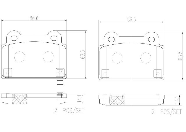 2008-2014 Mitsubishi Lancer Disc Brake Pad Set - Rear (Brembo)