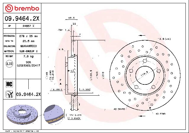 2004-2013 Mazda 3 Disc Brake Rotor - Front (Brembo)