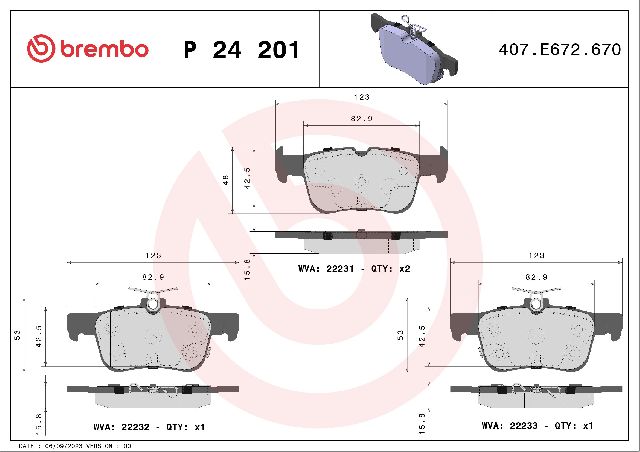 2019-2023 Lincoln Nautilus Disc Brake Pad Set - Rear (Brembo)