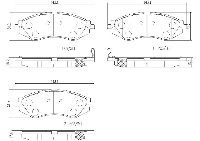 2013-2015 Chevrolet Spark Disc Brake Pad Set - Front (Brembo)