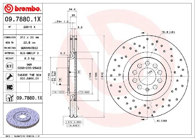2004-2005 Volkswagen Jetta Disc Brake Rotor - Front (Brembo)